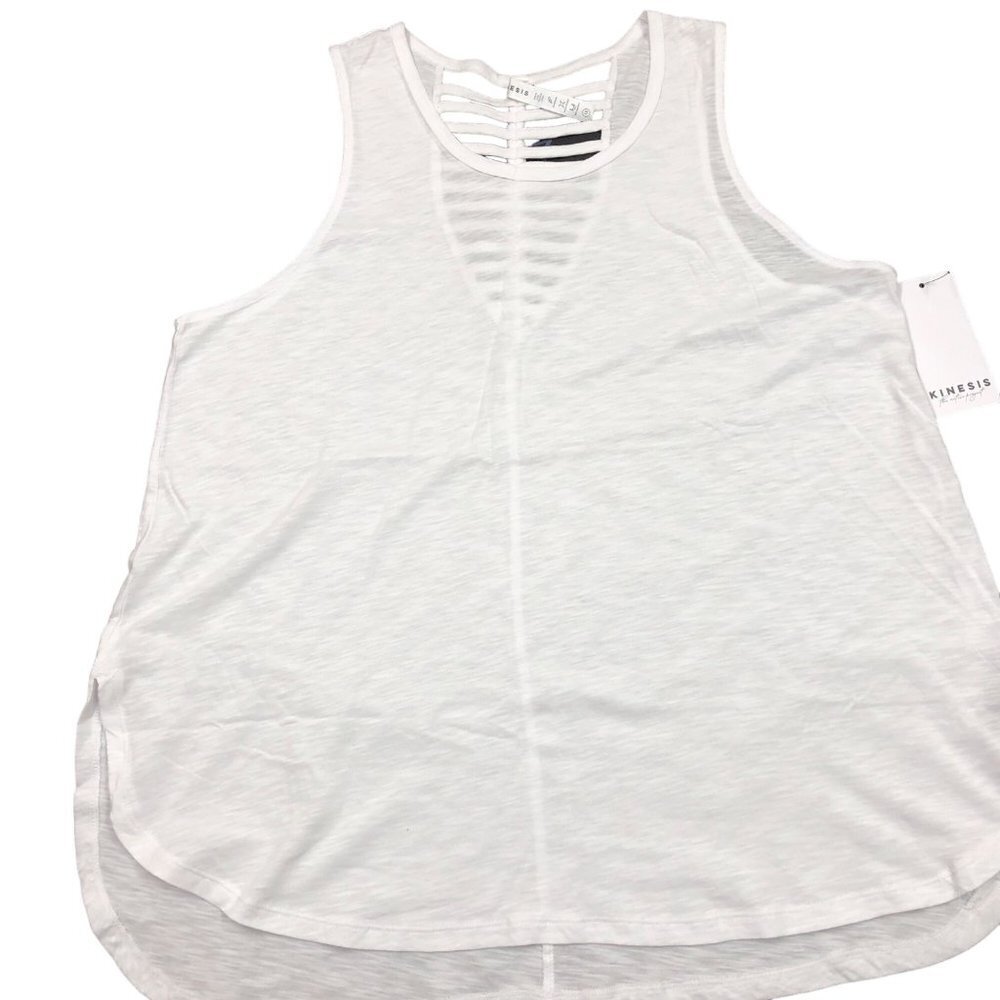 KINESIS $49 WHITE ACTIVE TANK STRAPPY BACK TOP SIZE 1X NWT